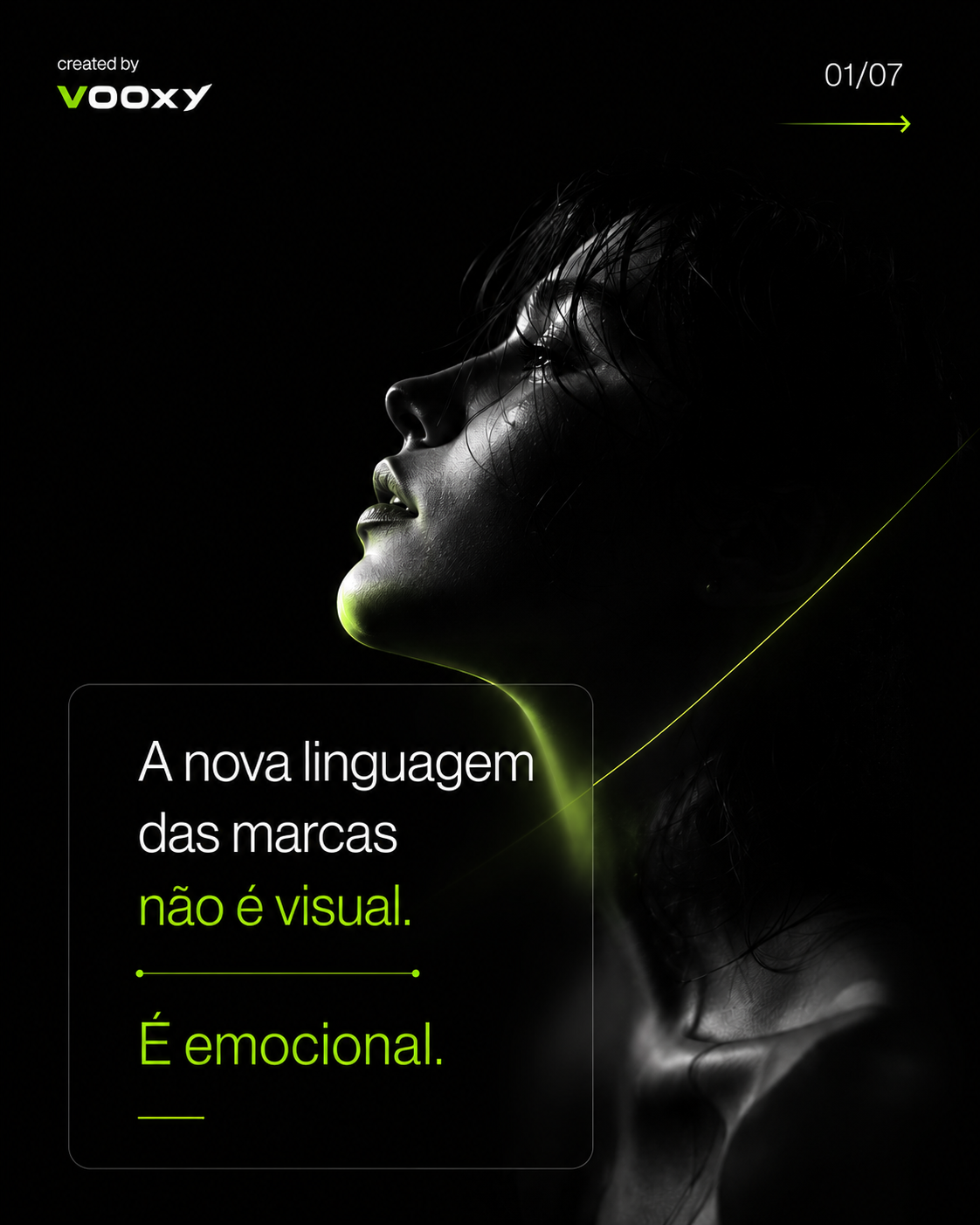 Retrato futurista escuro com brilho verde neon