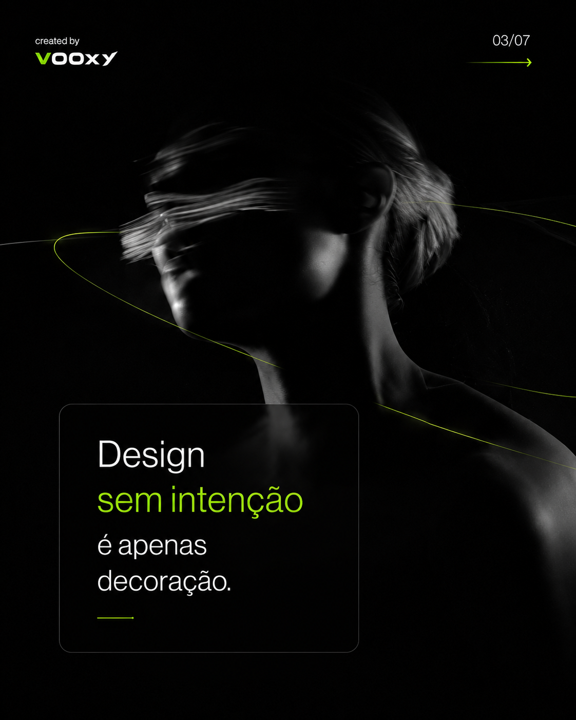 Silhueta com linhas neon em composição escura